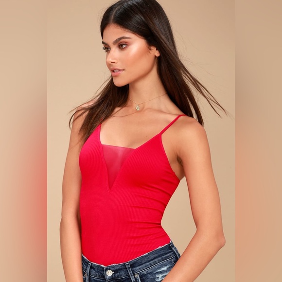 Free People Tops - Free People Come Around Red Ribbed Cami
